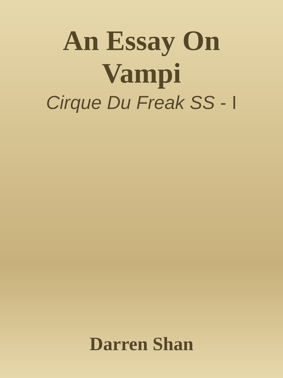 An Essay On Vampi